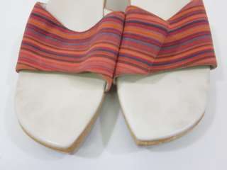 PHYLLIS POLAND Suede Striped Sandals Slides Heels 7.5  