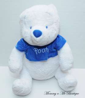 Disney Store White Winter Pooh Bear 18 Plush Toy HTF  