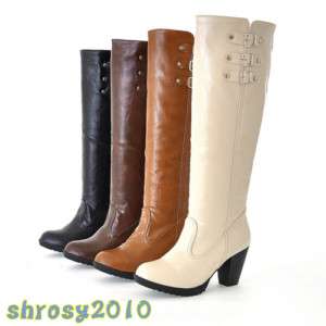 Fashion Women Thick High Heel Boots Shoes US ALL Sz B75  
