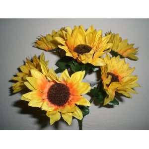    Set of 6 YELLOW GOLD Sunflower Bushes Silk Flower: Home & Kitchen