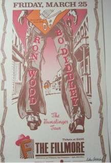 Bo Diddley, Ron Wood original 1988 concert poster Bill Graham Presents 