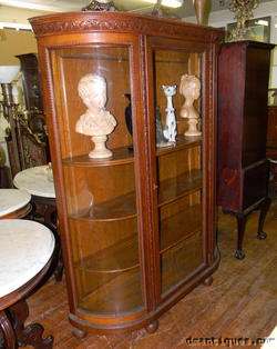 Antique Victorian Carved Solid Oak Large China Cabinet  