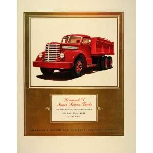   Ad Diamond T Vintage Red Dump Truck Gold Ink   Original Print Ad: Home