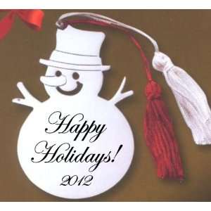    Metal Snowman Happy Holidays 2012 Ornament 
