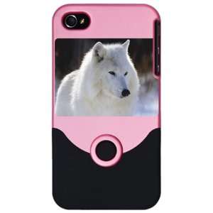    iPhone 4 or 4S Slider Case Pink Arctic White Wolf 