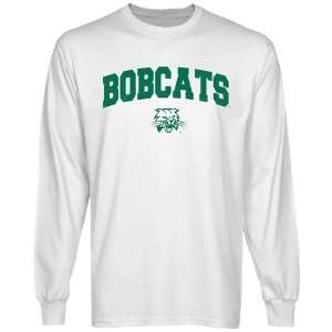  Ohio Bobcats White Logo Arch Long Sleeve T shirt: Sports 