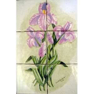 Iris Flower Tile Mural