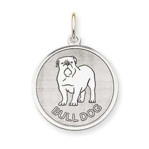  14k White Gold Polished Bulldog Disc Charm [Jewelry]: Home 