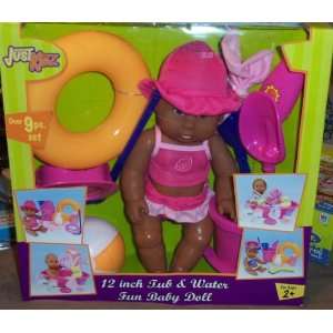   : 12 INCH TUB & WATER FUN BABY DOLL (AFRICAN AMERICAN): Toys & Games