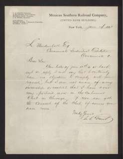 Ulysses S Grant President signed 1883 letter portrait  