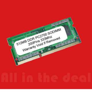 512MB DDR 333MHz PC2700 512 MB SODIMM MEMORY for LAPTOP  
