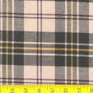  58 Wide Brushed Homespun Black/Taupe Plaid Fabric By The 