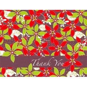 Christmas Thank You Greeting Card   Poinsettia Holiday Thank You Boxed 