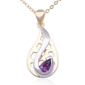   Silver Amethyst and Diamond Accent Teardrop Pendant, 18 Jewelry