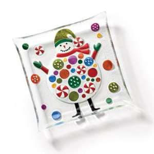 Glass Fusion from DEMDACO   Candy Snowman Square Plate:  