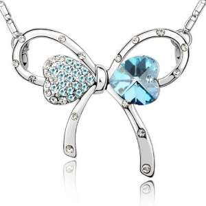  Carnevale Platinum plated Bow Necklace Made with Swarovski 
