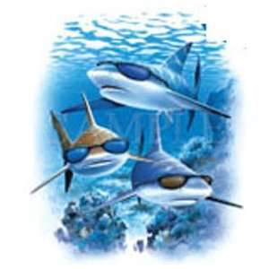  T shirts Aquatic Sea Life Sharks W Sunglasses 3xl 