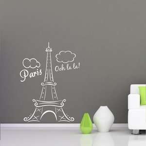 EIFFEL TOWER PARIS FRANCE OOH LA LA Clouds Vinyl Wall Decal Decor Art 