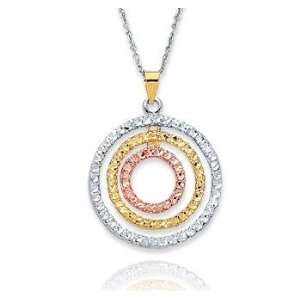  14k Tri Tone Triple Circle Necklace: Jewelry