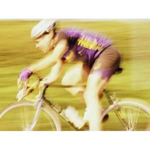  Side Profile of a Young Man Cycling Giclee Poster Print 