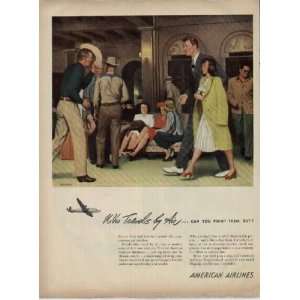   Travels by Air, by John Falter  1946 American Airlines ad, A0927