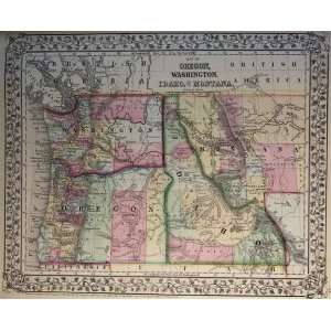  Mitchell Map of Washington Oregon Idaho (1869) Office 
