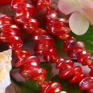 25x16mm Red Lampwork Glass Twist Helix Loose Beads  