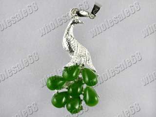 wholesale 30pcs jade green stone peacock pendant beads  