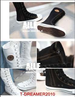 Black White PUNK Gothic Canvas shoes UP Boots sneakers knee high 