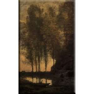   sa Barque 10x16 Streched Canvas Art by Corot, Jean Baptiste Camille
