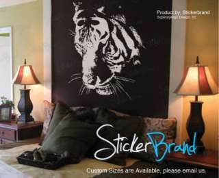 Vinyl Wall Decal Sticker Large White Tiger Face 36x28  