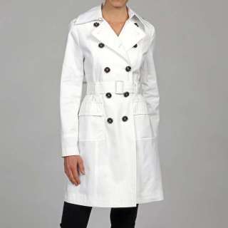 180 NWT   MICHAEL KORS DOUBLE BREASTED Belted TRENCH COAT White   L 