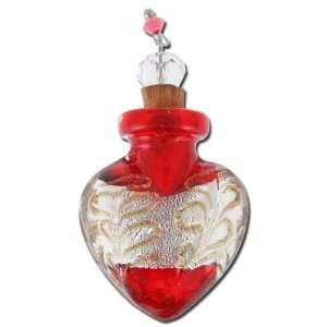  32mm Red Glass Heart Shaped Bottle Arts, Crafts & Sewing