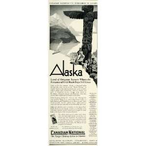 1929 Ad Canadian National Railway Alaska Train Travel Native American 