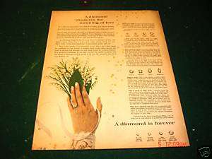 1966 De Beers Diamonds Treasure Meaning of Love Ring Ad  