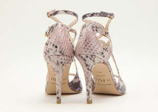 9270 2 Snake Embossing Handmade Opentoe Ankle Strap Sandals Pink US 