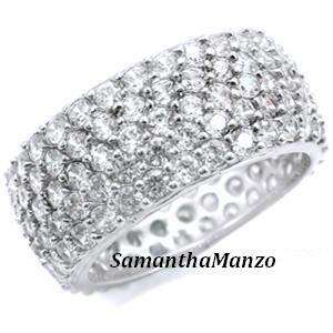 Row Micro PAVE Cz ETERNITY Wedding Band Ring Silver 7  