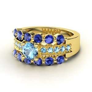  Alexandra Ring, Round Blue Topaz 14K Yellow Gold Ring with 