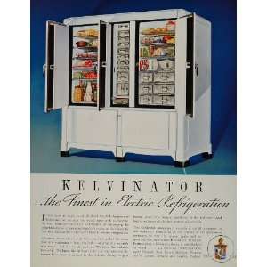 1934 Ad Kelvinator Refrigerator 3 Door Deluxe Fridge   Original Print 
