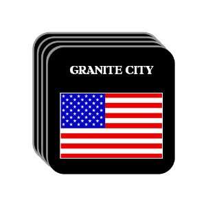 US Flag   Granite City, Illinois (IL) Set of 4 Mini Mousepad Coasters
