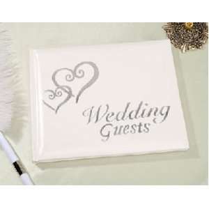  Linked Hearts Wedding Guest Book Silver: Home & Kitchen