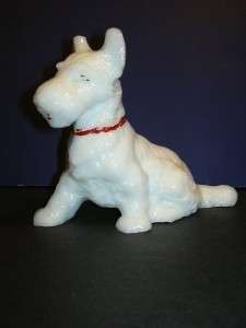   MILK WHITE LARGE SCOTTIE WESTIE DOG FIGURINE PAPAERWEIGHT 30s  