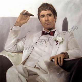 Scarface Tony Montana Al Pacino White Suit   Original Poster Oil 