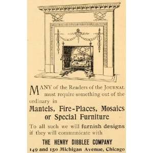  1893 Ad Henry Dibblee Mantels Fireplaces Mosaic Decor 