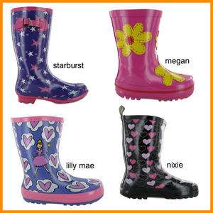 KIDS GIRLS PINK RUBBER WELLIES RAIN SNOW WELLY BOOTS UK  
