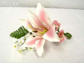 PINK Tiger Lily Boutonniere Silk Wedding Flowers  