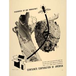   Ad Herbert Matter Container Corporation Wasp Nest   Original Print Ad