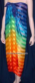 Sexy Sheer Satin Stripes Rainbow Sarong Pareo Terivoile  