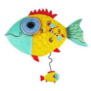   Allen Designs Wide Eyed Fishy Pendulum Wall Clock Fish: Home & Kitchen