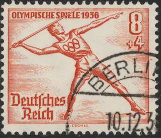 Stamp Germany Mi 612 Sc B85 1936 Nazi 3 Reich Olympic Munich Javelin 